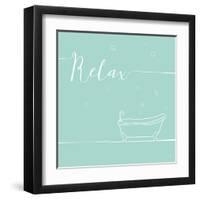 Underline Bath V Teal-Veronique Charron-Framed Art Print