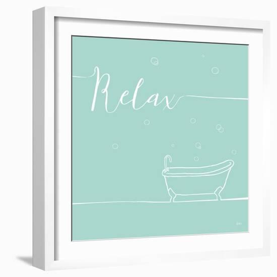 Underline Bath V Teal-Veronique Charron-Framed Art Print