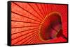 Underside of Red Japanese Parasol-Sam Chadwick-Framed Stretched Canvas