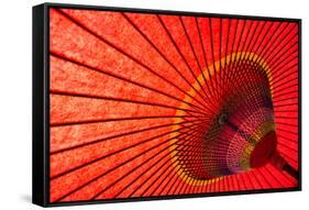 Underside of Red Japanese Parasol-Sam Chadwick-Framed Stretched Canvas