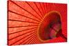 Underside of Red Japanese Parasol-Sam Chadwick-Stretched Canvas