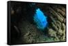 Underwater Cave and Scuba Diver-Rich Carey-Framed Stretched Canvas