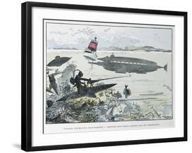 Underwater Manoeuvres, from Le XXeme Siecle, La Vie Electrique, c.1890-Albert Robida-Framed Giclee Print