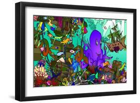 Underwater Octopus-Howie Green-Framed Giclee Print