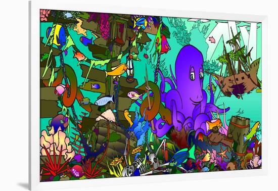 Underwater Octopus-Howie Green-Framed Giclee Print