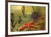 Underwater Scene with Starfish and Seahorses-null-Framed Premium Giclee Print