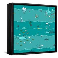 Underwater Sea Landscape Background-Popmarleo-Framed Stretched Canvas