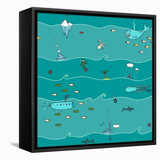 Underwater Sea Landscape Background-Popmarleo-Framed Stretched Canvas