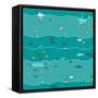 Underwater Sea Landscape Background-Popmarleo-Framed Stretched Canvas