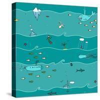 Underwater Sea Landscape Background-Popmarleo-Stretched Canvas