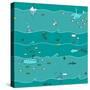 Underwater Sea Landscape Background-Popmarleo-Stretched Canvas