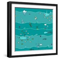 Underwater Sea Landscape Background-Popmarleo-Framed Art Print