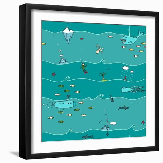 Underwater Sea Landscape Background-Popmarleo-Framed Art Print