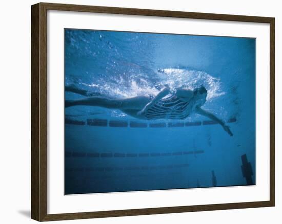 Underwater Shot of Debbie Meyer Swimming at the Summer Olympics-null-Framed Premium Photographic Print