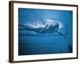 Underwater Shot of Debbie Meyer Swimming at the Summer Olympics-null-Framed Premium Photographic Print