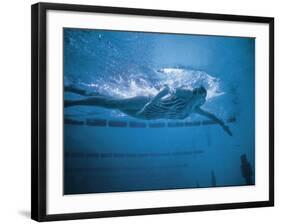 Underwater Shot of Debbie Meyer Swimming at the Summer Olympics-null-Framed Premium Photographic Print