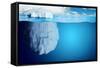 Underwater View of Iceberg with Beautiful Transparent Sea on Background - Illustration.-Niyazz-Framed Stretched Canvas