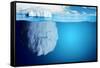 Underwater View of Iceberg with Beautiful Transparent Sea on Background - Illustration.-Niyazz-Framed Stretched Canvas