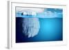 Underwater View of Iceberg with Beautiful Transparent Sea on Background - Illustration.-Niyazz-Framed Art Print