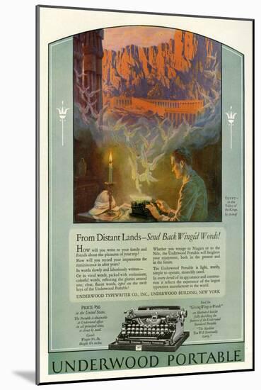 Underwood, Magazine Advertisement, USA, 1920-null-Mounted Giclee Print