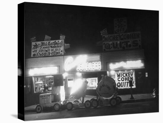 Underworld Character Mickey Cohen's Haberdashery at Night-Peter Stackpole-Stretched Canvas