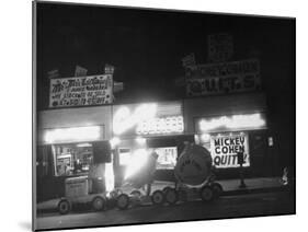 Underworld Character Mickey Cohen's Haberdashery at Night-Peter Stackpole-Mounted Photographic Print