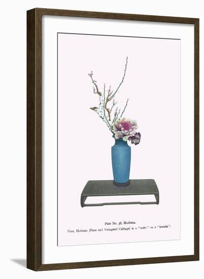 Une And Habotan (Plum & Variegated Cabbage) In a Tsubo-Josiah Conder-Framed Art Print