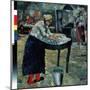 Une Blanchisseuse (A Laundress). Dans Une Cour, Une Femme Courbee Sur Un Bac Sureleve, Occupee a La-Kazimir Severinovich Malevich-Mounted Giclee Print