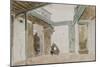 Une cour à Tanger ; 1832-Eugene Delacroix-Mounted Premium Giclee Print