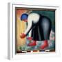 Une Faucheuse (A Reaper). Portrait D'une Paysanne Courbee, Pieds Nus, Recoltant Des Cereales. Peint-Kazimir Severinovich Malevich-Framed Giclee Print