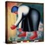 Une Faucheuse (A Reaper). Portrait D'une Paysanne Courbee, Pieds Nus, Recoltant Des Cereales. Peint-Kazimir Severinovich Malevich-Stretched Canvas