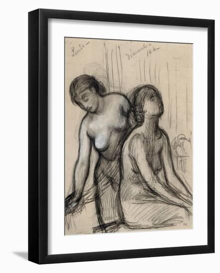 Une femme coiffant, une femme assise-Pierre Puvis de Chavannes-Framed Giclee Print