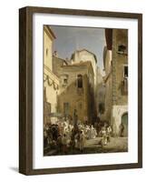 Une fête à Genazzano (Etats romains)-Oswald Achenbach-Framed Giclee Print