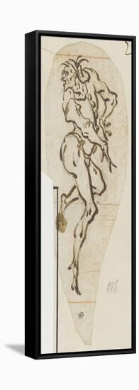 Une figure nue, grotesque se retournant à gauche-Jacques Callot-Framed Stretched Canvas