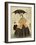 Une Française sous un parapluie accompagnée d'un jeune garçon-Utagawa Yoshitora-Framed Giclee Print