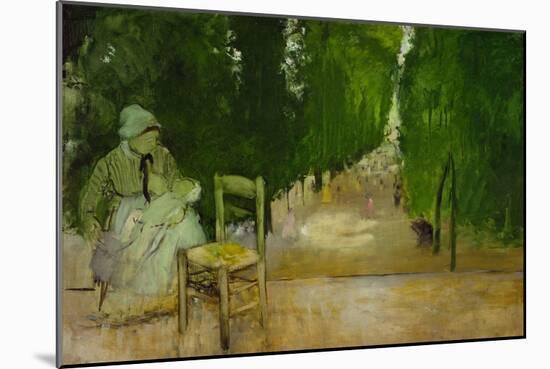 Une nourrice au jardin du Luxembourg-a wetnurse in the Luxembourg-garden. Oil on canvas-Edgar Degas-Mounted Giclee Print