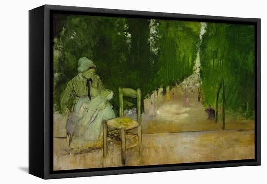 Une nourrice au jardin du Luxembourg-a wetnurse in the Luxembourg-garden. Oil on canvas-Edgar Degas-Framed Stretched Canvas