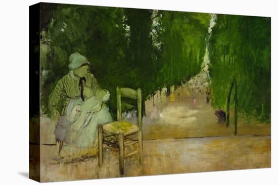 Une nourrice au jardin du Luxembourg-a wetnurse in the Luxembourg-garden. Oil on canvas-Edgar Degas-Stretched Canvas