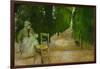 Une nourrice au jardin du Luxembourg-a wetnurse in the Luxembourg-garden. Oil on canvas-Edgar Degas-Framed Giclee Print