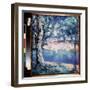 Une Riviere En Foret (A River in Forest). En Plein Ete, Avec Sur La Rive, Des Baigneurs Nus Esquiss-Kazimir Severinovich Malevich-Framed Giclee Print