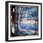 Une Riviere En Foret (A River in Forest). En Plein Ete, Avec Sur La Rive, Des Baigneurs Nus Esquiss-Kazimir Severinovich Malevich-Framed Giclee Print