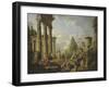 Une Sibylle prêchant dans des ruines-Giovanni Paolo Pannini-Framed Giclee Print