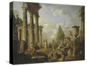 Une Sibylle prêchant dans des ruines-Giovanni Paolo Pannini-Stretched Canvas