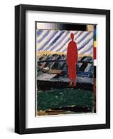 Une Silhouette Rouge (A Red Figure). Peinture De Kasimir Severinovch Malevitch (Malevich, Malevic)-Kazimir Severinovich Malevich-Framed Giclee Print
