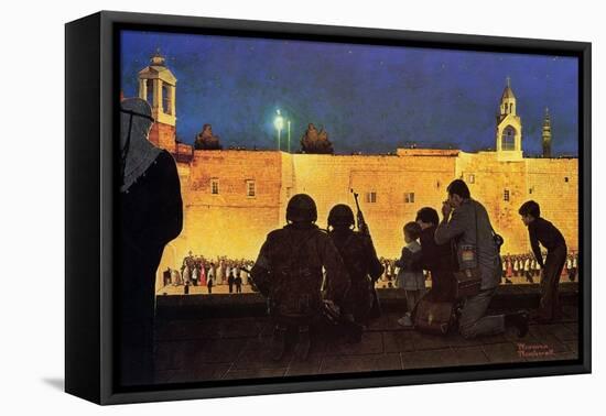 Uneasy Christmas in the Birthplace of Peace (or Christmas Eve in Bethlehem)-Norman Rockwell-Framed Stretched Canvas