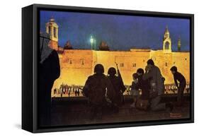 Uneasy Christmas in the Birthplace of Peace (or Christmas Eve in Bethlehem)-Norman Rockwell-Framed Stretched Canvas