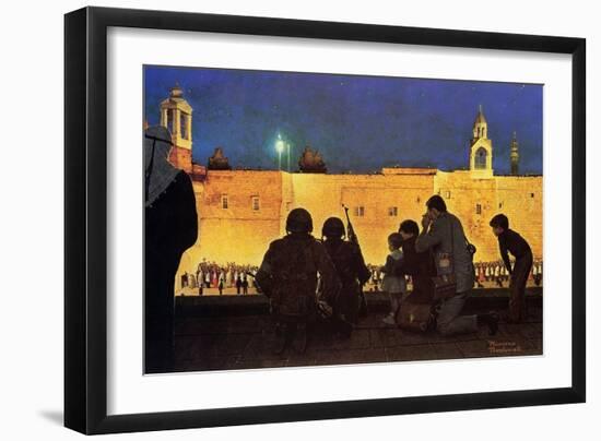 Uneasy Christmas in the Birthplace of Peace (or Christmas Eve in Bethlehem)-Norman Rockwell-Framed Giclee Print