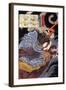 Uneme Is Exorcising the Monstrous Serpent from the Lake-Kuniyoshi Utagawa-Framed Giclee Print