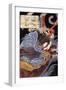 Uneme Is Exorcising the Monstrous Serpent from the Lake-Kuniyoshi Utagawa-Framed Giclee Print