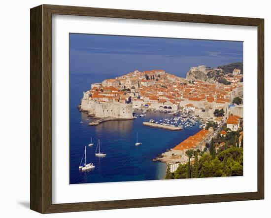 Unesco World Heritage Old Town Harbour, Dubrovnik, Croatia-Christian Kober-Framed Photographic Print